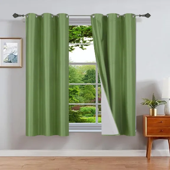 Gorgeous Home Linen Lime Green Foam Backing 2pc Blackout Panel Window Grommet Curatin Drape 35" Width X 63" Length Each pc