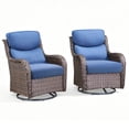 thumbnail image 2 of PARKWELL Patio Wicker Chairs Swivel Rocker Set of 2,Outdoor Rattan Swivel Glider Rocking Lounge Chairs for Patio Porch Pool,Brown/Navy, 2 of 10