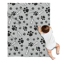 Paw Prints and Bones Blanket,Comfortable Soft Flannel Throw Blanket,All Season,Warm Lightweight Blankets for Sofa Bed Couch Living Room Chair,30"x40"(80x100cm)