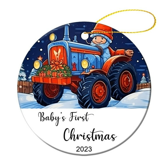 Christmas Ceramic Ornament Baby's First Christmas 2023 3" Ceramic Christmas Ornament Car Trucks Vehicle Cartoon Kids Christmas Home Office Tree Decorations Xmas Gift