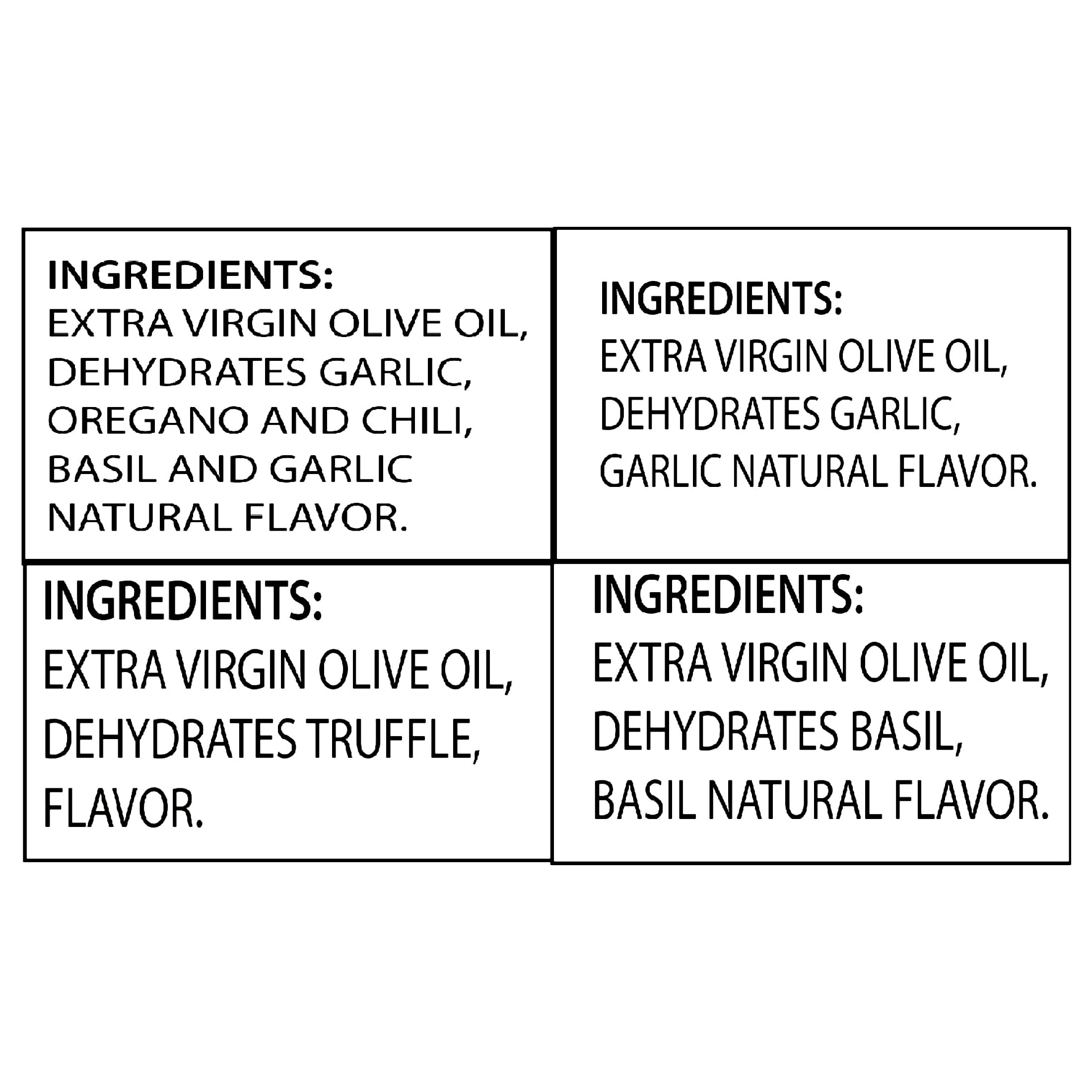 Grand'Aroma Flavored Extra Virgin Olive Oil Set, Truffle|Tuscan Herb|Garlic|Basil