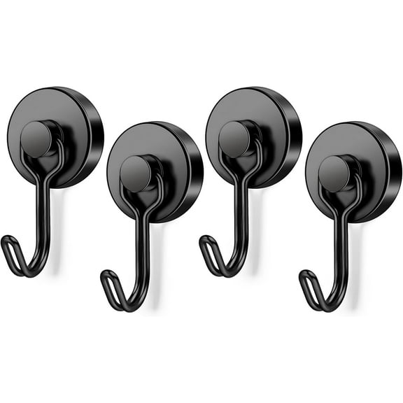 FINDMAG 60LB Swivel Swing Magnetic Hooks, 4 Pack Heavy Duty Neodymium Magnet Hooks, Strong Magnetic Hooks for Indoor and Outdoor Hanging