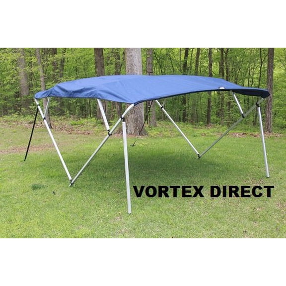 NAVY BLUE SQUARE TUBE FRAME VORTEX 4 BOW PONTOON/DECK BOAT BIMINI TOP 10' LONG, 97-103" WIDE (FAST SHIPPING - 1 TO 4 BUSINESS DAY DELIVERY)