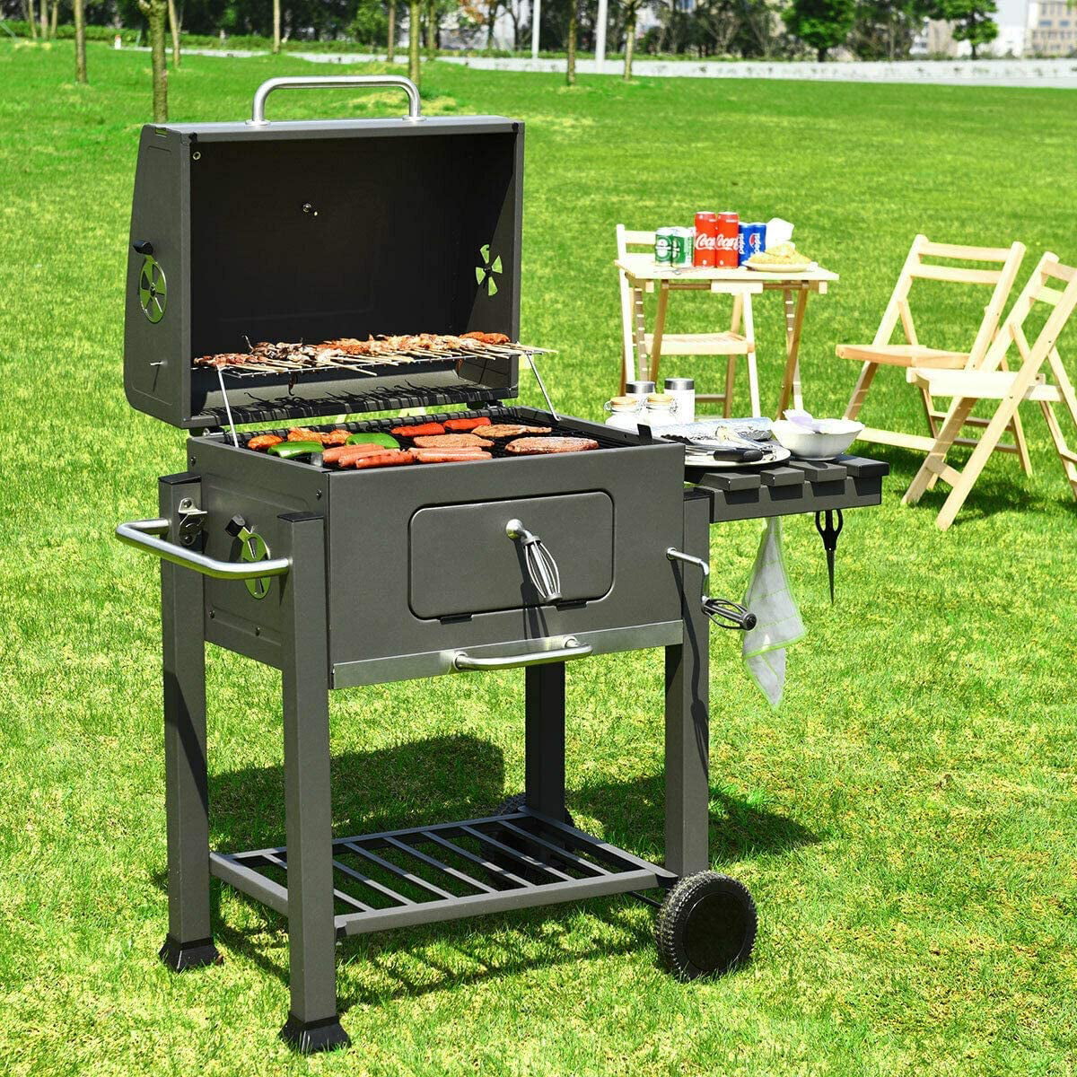 BBQ Barbecue Charcoal Grill w/ Wheels Portable Picnic Party Outdoor Patio Garden 