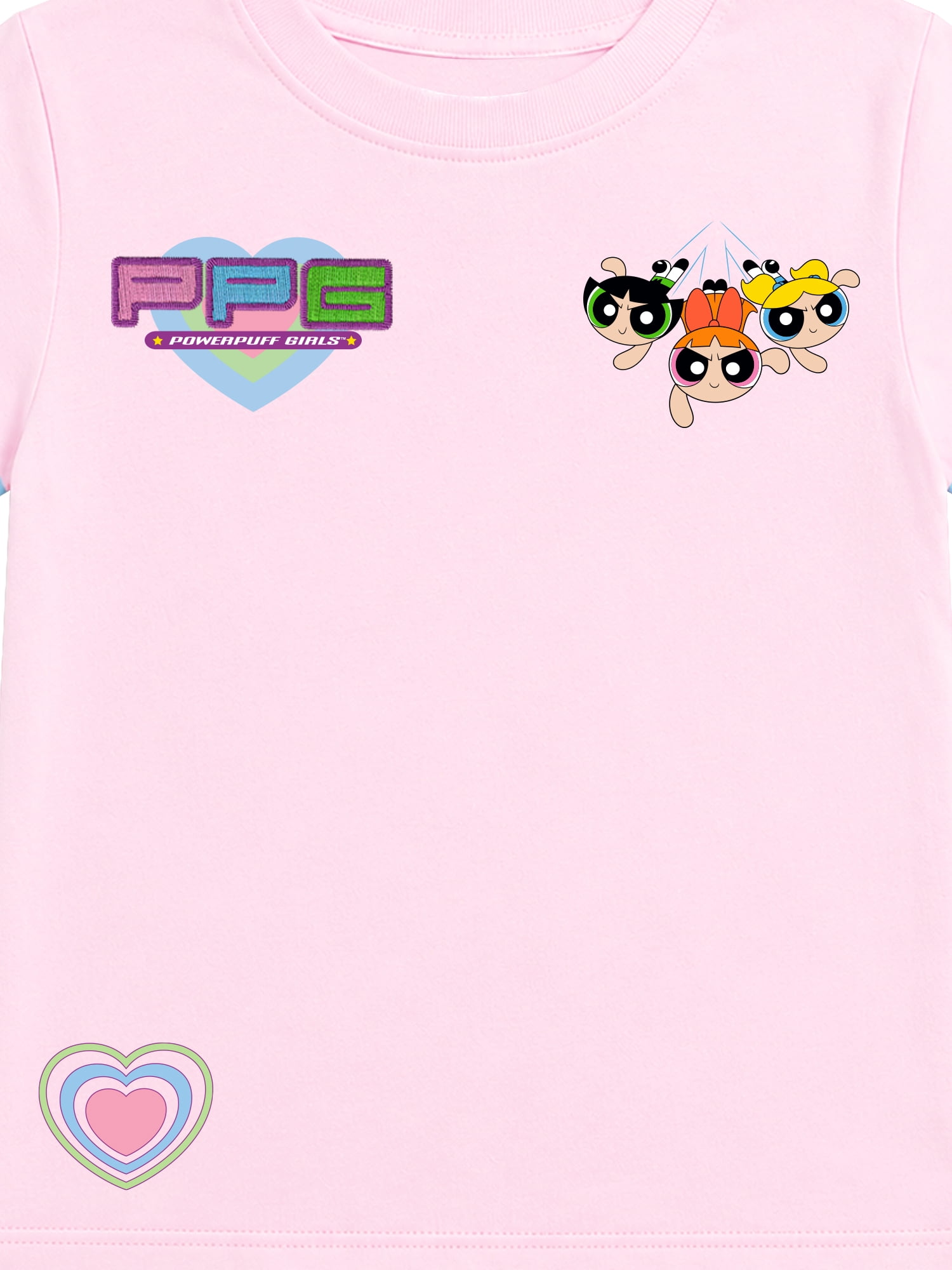 Powerpuff Girls Girls' Athletic Front & Back T-shirt with Embroidery & Straight Leg Fleece Pants, 2-Piece, Sizes 4-16