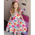 thumbnail image 4 of Arshiner Girls Spring Summer Dresses Flutter Sleeve A-line with Belted Pockets Casual Party Dress, 4 of 6