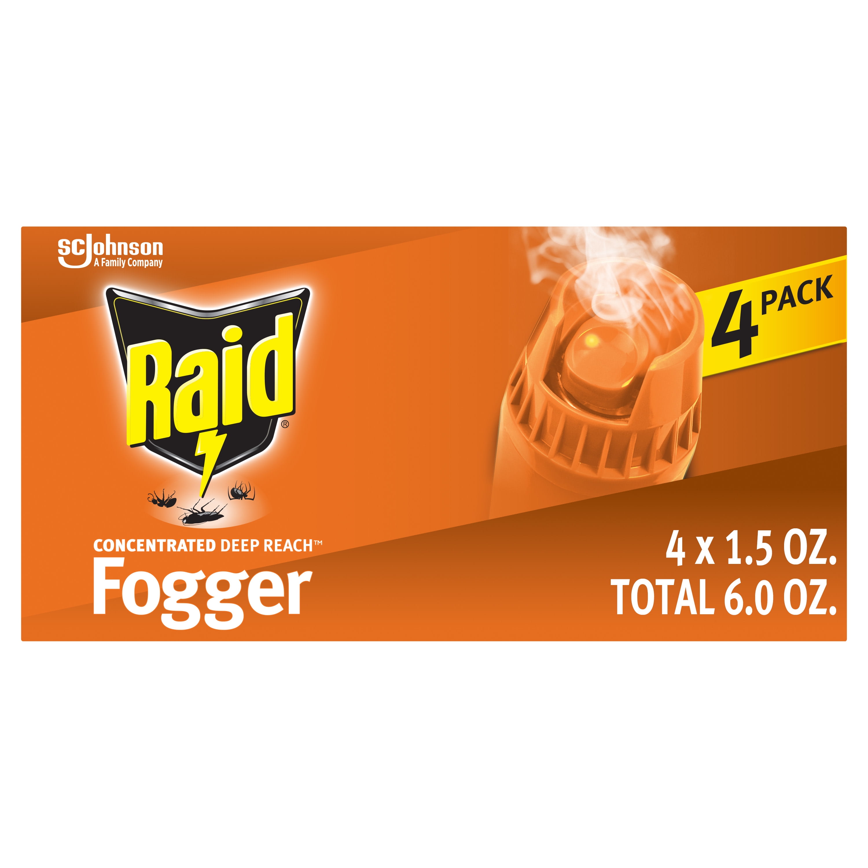 Raid Concentrated Deep Reach Fogger, 1.5 oz, 4 cans