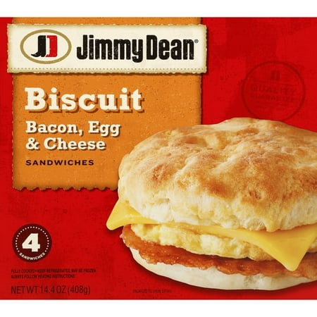 Jimmy Dean Bacon, Egg & Cheese Biscuit Sandwiches, 4 count, 14.4 oz ...