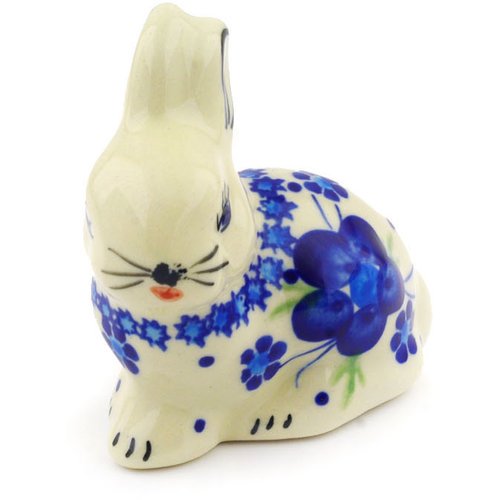Polmedia Polish Pottery Bleu-belle Fleur Bunny Figurine
