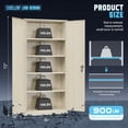 thumbnail image 3 of SOLAURA 72"H Metal Garage Storage Cabinet with Locking Doors and 4 Adjustable Shelves, Lock Storage Cabinet for Home Office, Garage, Shop (Warm Grey), 3 of 8