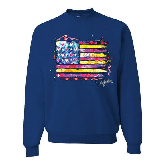 Wild Bobby, Colorful Neon Flag, Streetwear, Unisex Crewneck Graphic Sweatshirt, Royal, 2XL