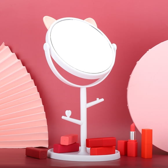 Sonew Miroir de Maquillage pour la Maison, Miroir de Maquillage de Bureau Mignon et à la Mode, Miroir Cosmétique Rotatif avec Plateau