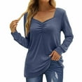 thumbnail image 3 of gakvbuo Fall Tunic Tops For Womens Long Sleeve Shirt Blouse Tops Loose Fitting Casual V-Neck Pullover Sweatshirts, 3 of 6