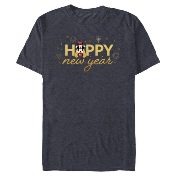 Disney Mickey & Minnie Mouse Sweet Love Happy New Year - Short Sleeve Blended T-Shirt for Adults - Customized-Navy Heather