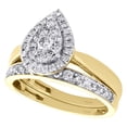 thumbnail image 3 of 14K Yellow Gold Diamond Teardrop Pear Halo Engagement Wedding Bridal Set 3/4 CT., 3 of 5