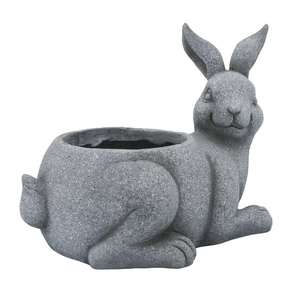 Sagebrook Home Resin, 15"D Sitting Bunny Planter, Gray