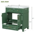 thumbnail image 3 of 30'' Bathroom Vanity with Resin Sink, Solid Wood Frame Bathroom Storage Cabinet with Soft Closing Doors, Retro Style, Green (Same as SW000118AAF), 3 of 9