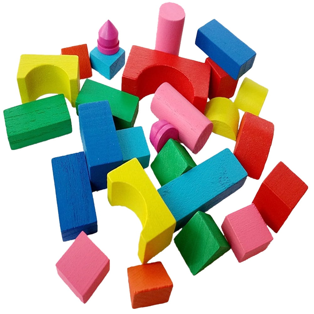 Wood Building Blocks Toy Kit Geometric Shape Assembled Kids Intellectual Toy New 