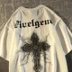thumbnail image 3 of Tops de gran tamaño para mujer, camiseta sencilla retro de hip hop de manga corta cruzada, camisetas holgadas para hombre, ropa holgada de verano, camiseta Y2k, 3 of 5