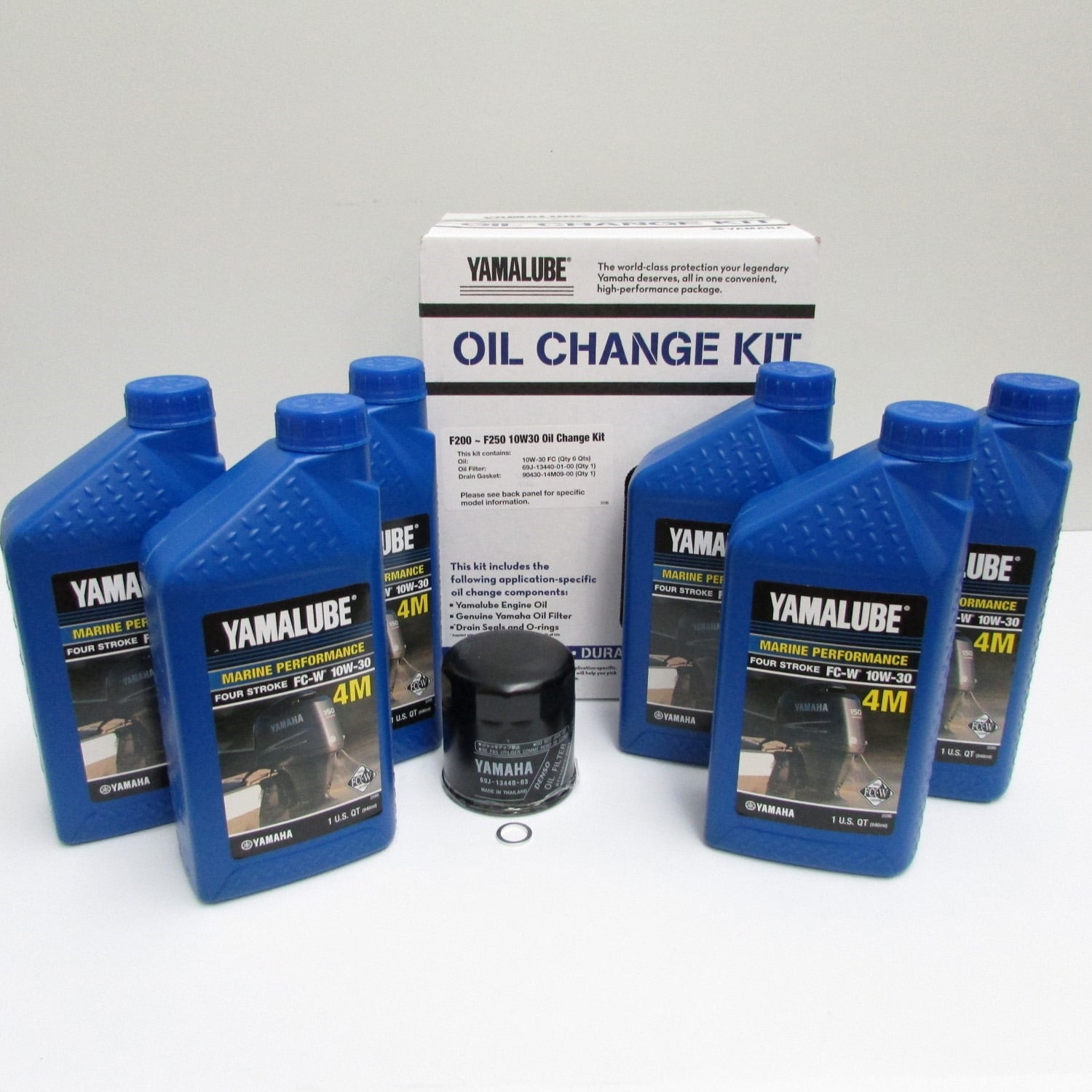 Yamaha New OEM F200 F225 F250 10W30 Oil Change Kit, Yamalube, LUBMRNLG