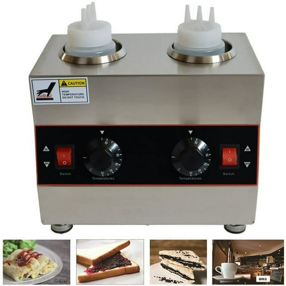 PreAsion 2 Pot Stainless Steel Electric Sauce Warmer Chocolate Sauce Cheese Warmer