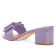 thumbnail image 3 of YDN Women Glossy Open Toe Bowknot Mules Slip On Mid Chunky Block Heel Slide Sandals Chic Daily Dressy Shoes Size 8.5 Purple, 3 of 4