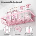 thumbnail image 4 of Shower Caddy Adhesive, Shower Rack Shelf, Bathroom Shower Storage Organizer, Large Capacity No-Drill Rustproof Stainless Steel, Girly Bathroom Accessory Decor Set, Pink, 4 of 9