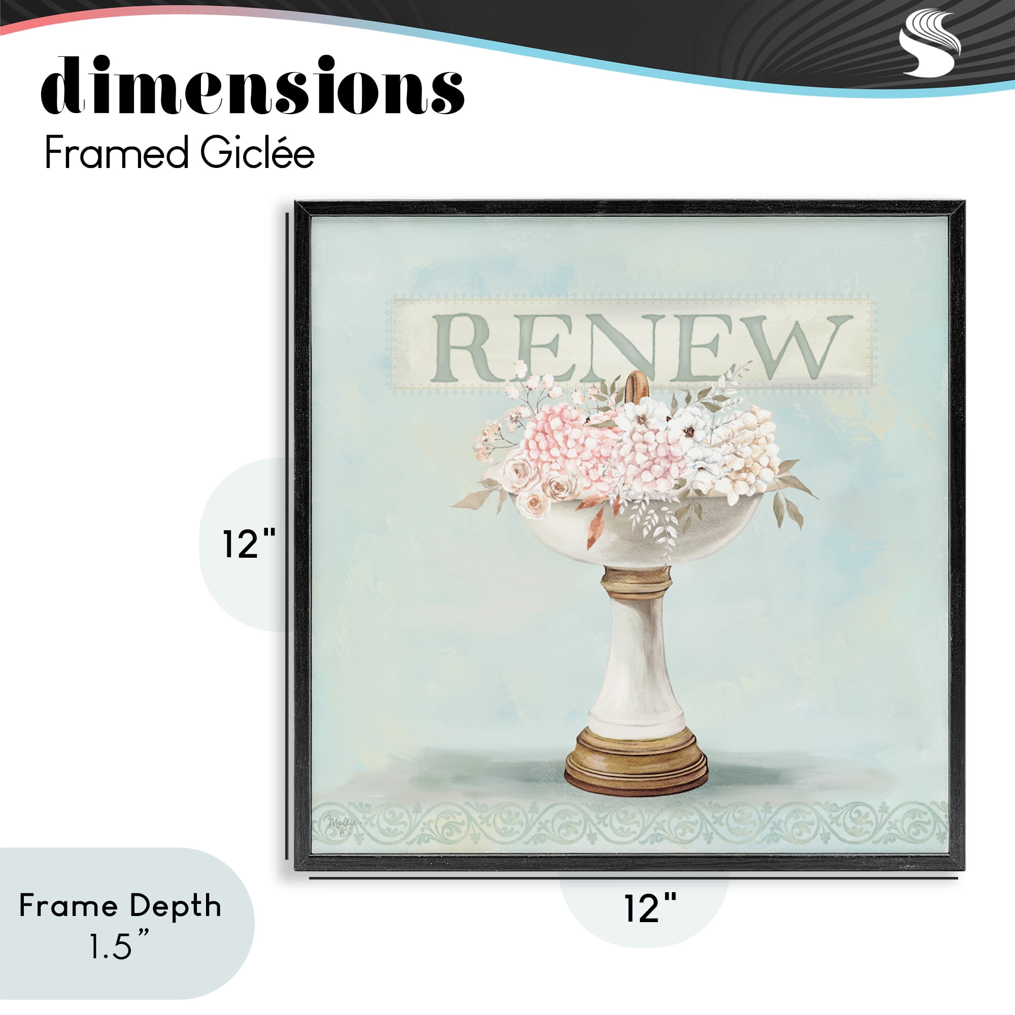 Stupell Industries Renew Floral Sink Black Framed Giclee Art, design by Mollie B.