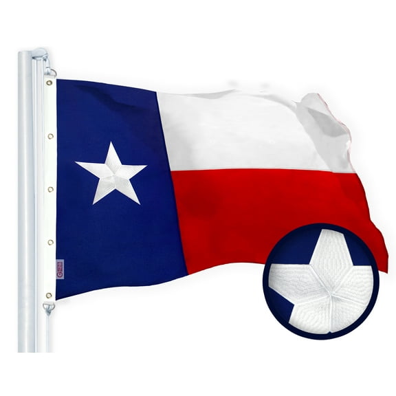 G128 Texas State Flag | 8x12 Ft | StormFlyer Series Embroidered 220GSM Spun Polyester | Embroidered Design, Indoor/Outdoor, Brass Grommets, Heavy Duty, All Weather