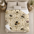 thumbnail image 5 of Bumblebees with Wildflowers, Vintage Botanical Style for Garden Lovers, Bumblebee Floral Pattern, Cozy Flannel Blanket for Living Room and Bedroom, Birthday Gift and Cottage Home Decor, 5 of 9