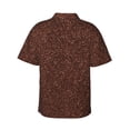 thumbnail image 3 of Daiia Dark Brown Glitter Hawaiian Shirt for Men Gentle Cotton Regular Short Sleeve Casual-Large, 3 of 9