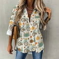 thumbnail image 6 of Long Sleeve Button Down Shirts for Women, Bicycle And Pumpkins Fall Trendy Outfits Blouse Fashion Casual Tops 2024, 6 of 6