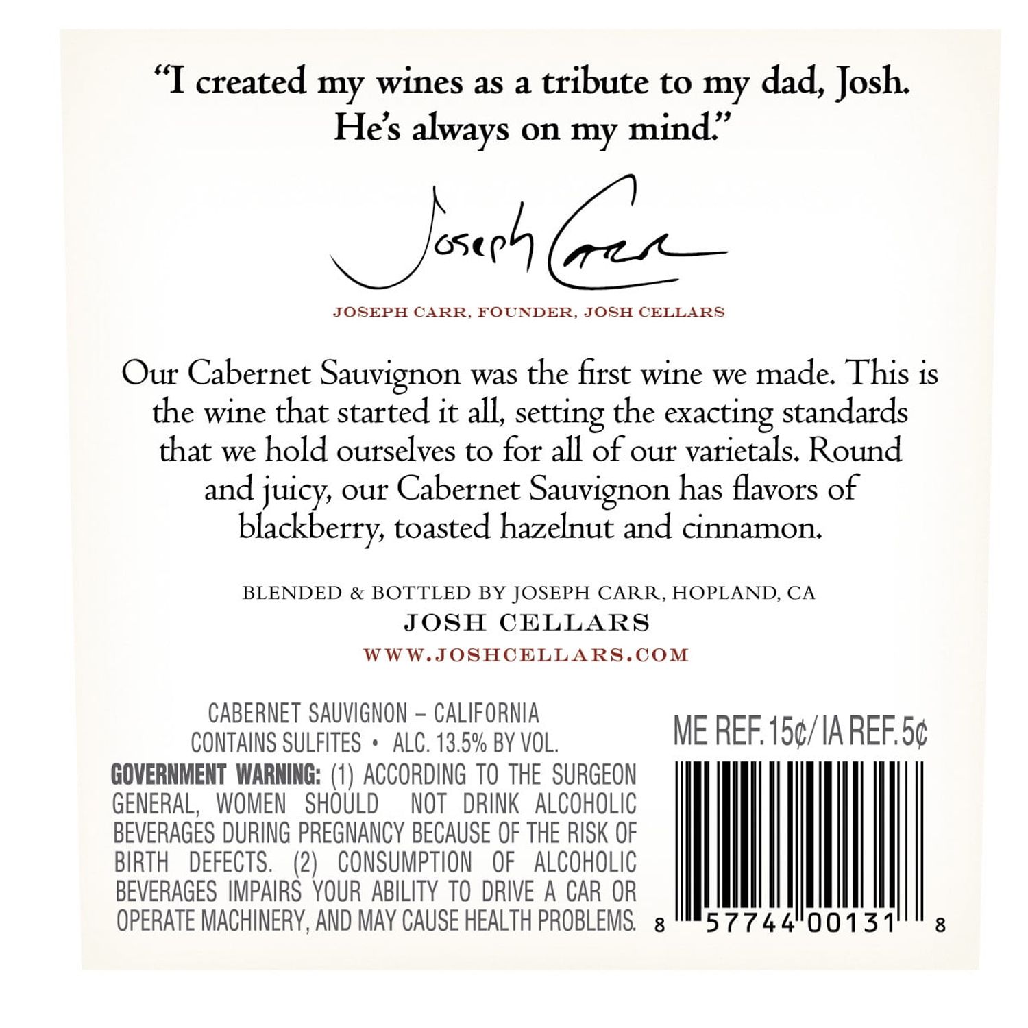 Josh Cellars Cabernet Sauvignon California Red Wine, 750 mL Bottle, 13.50% ABV