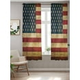 thumbnail image 2 of Retro Red Blue USA Flag Curtains 72 Inch Length, Sheer Curtains for Bedroom Living Room Window American Flag Vintage Rod Pocket Voile Drapes Kitchen Curtains Small Half Window 52"x72" 2 Panels, 2 of 7