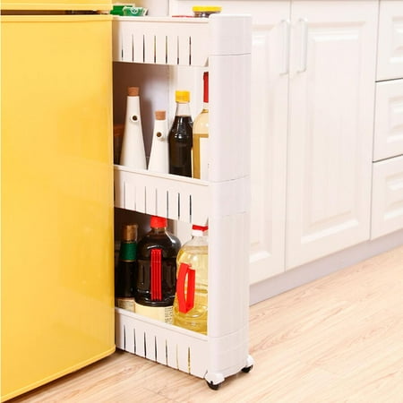 Out Racks - Yaheetech Storage Organizer 3 Tier Slide Out Castor Rack White