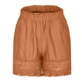 thumbnail image 4 of up to 60% off Gifts wycnly Womens Summer Elastic Waist Shorts Beach Sexy Lace Hollowed Loose Short Pants Solid Wide Leg Shorts with Pocket Orange s, 4 of 6