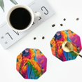 thumbnail image 4 of Zufioo Colorful Parrot Jungle Dream A Print Leather Coaster Set, Decorative PVC Coasters 4-pack - Scald and Stain-resistant, Suitable for Home, Cafes, Restaurants-Octagon, 4 of 6