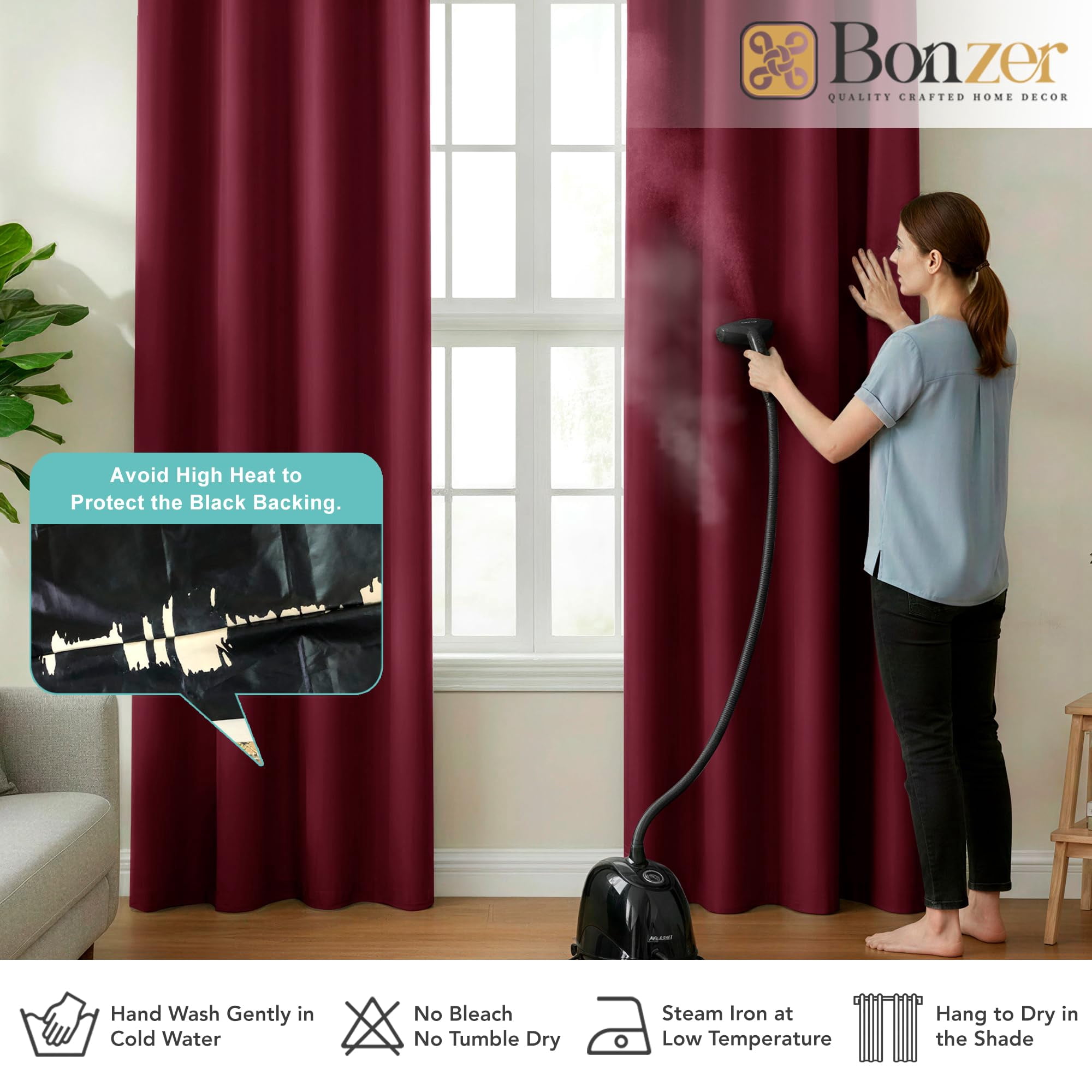 100% Blackout Curtains 84 inches Long, 4 Panels Full Light Blocking Privacy Protection Window Drapes, Grommet Total Room Darkening Curtain with Black Backing for Bedroom, Living Room, Grey