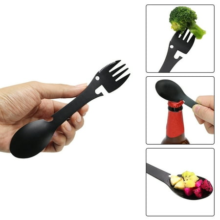 

Heajfvd Outdoor Camping Fork Spoon Bottle Opener Can Cap Remover Steel Portable Tool