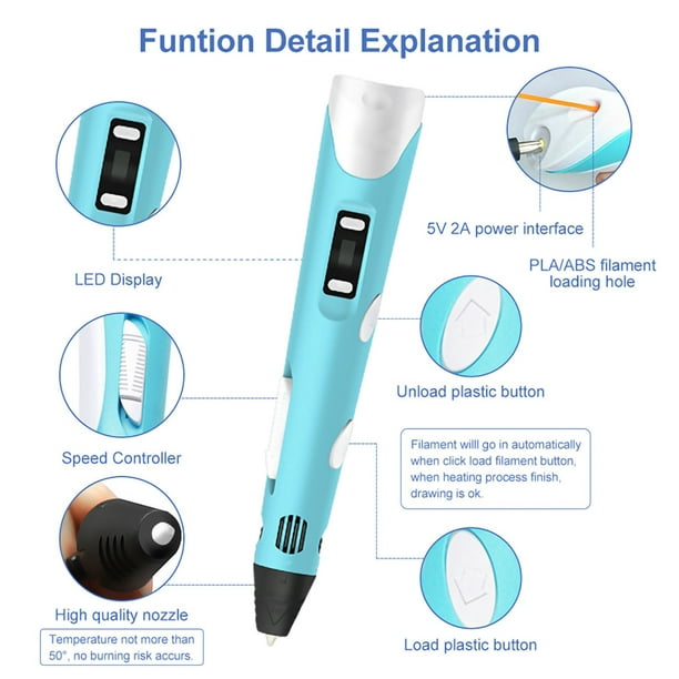 3D Pen for Kids,3D Doodler Pen Kit, Professional 3D Printing Drawing Pen  with LED Display and USB Charging, Easy Safe 
