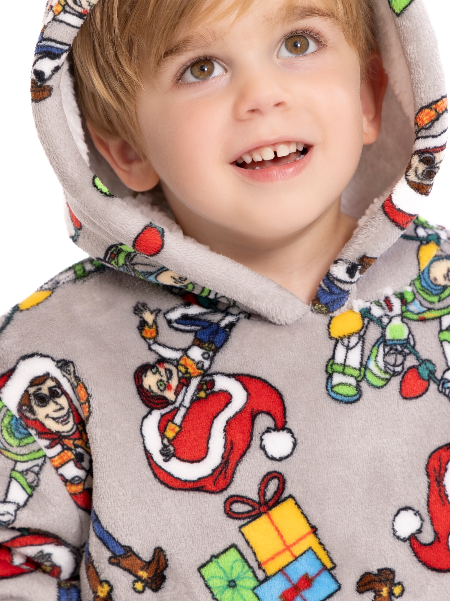 Toy Story Holiday Toddler Boys Cozy Plush Hoodie with Faux Shearling Lining, Sizes 12M-5T