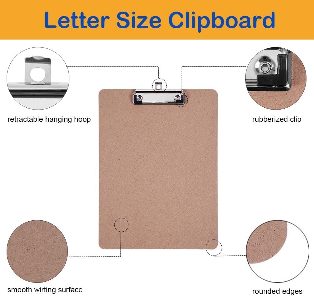 100 Pack of Bulk Wholesale Heavy Duty Wooden 8.5”W x 11”L Clipboards for Back to School, Students, Teachers, Office, Schools and Classrooms