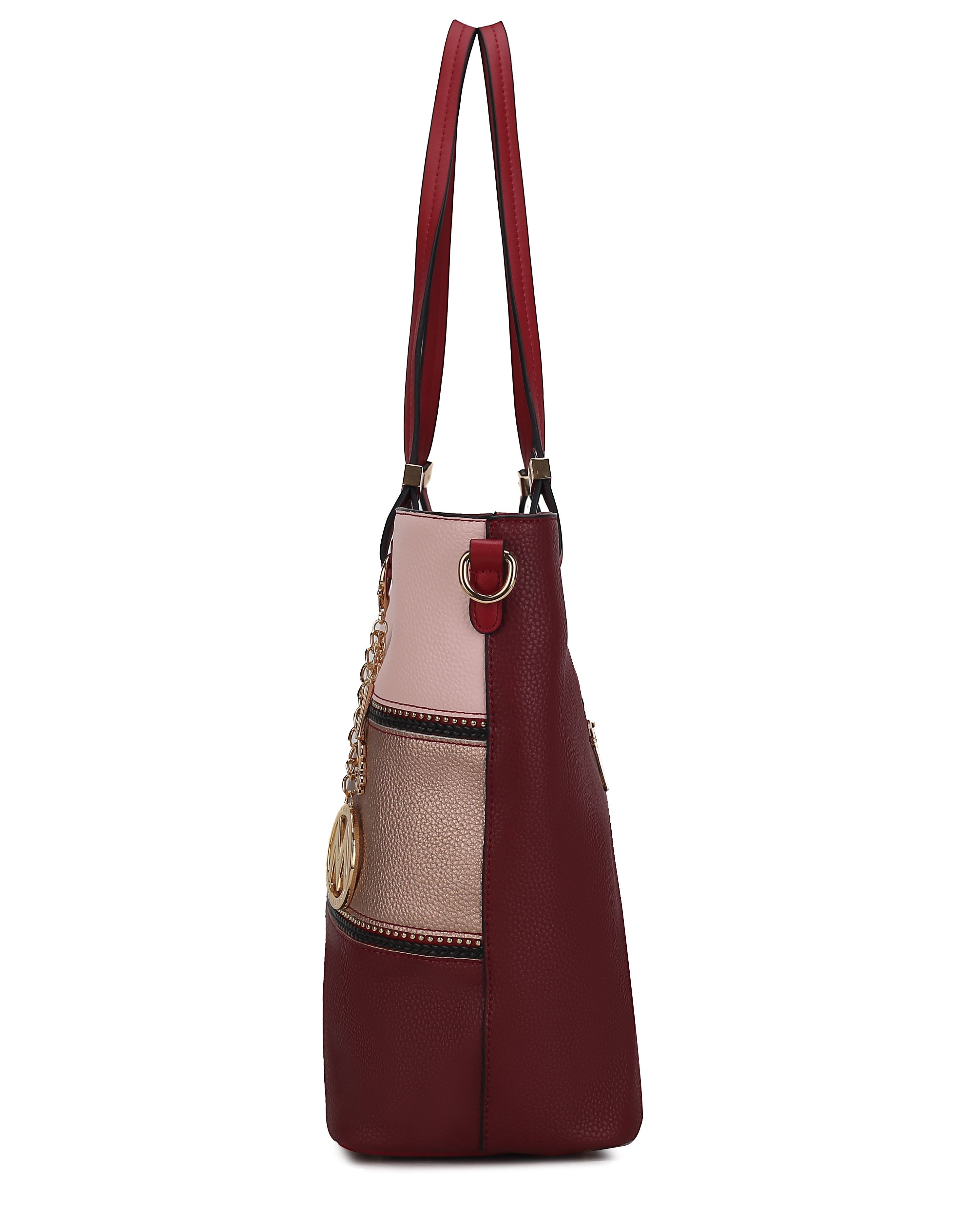 MKF Collection Vallie Tote Bag and Matching Wallet for Women - Vegan Leather Handbag Shoulder Purse for Travel Work and School by Mia K -Lilac Silver