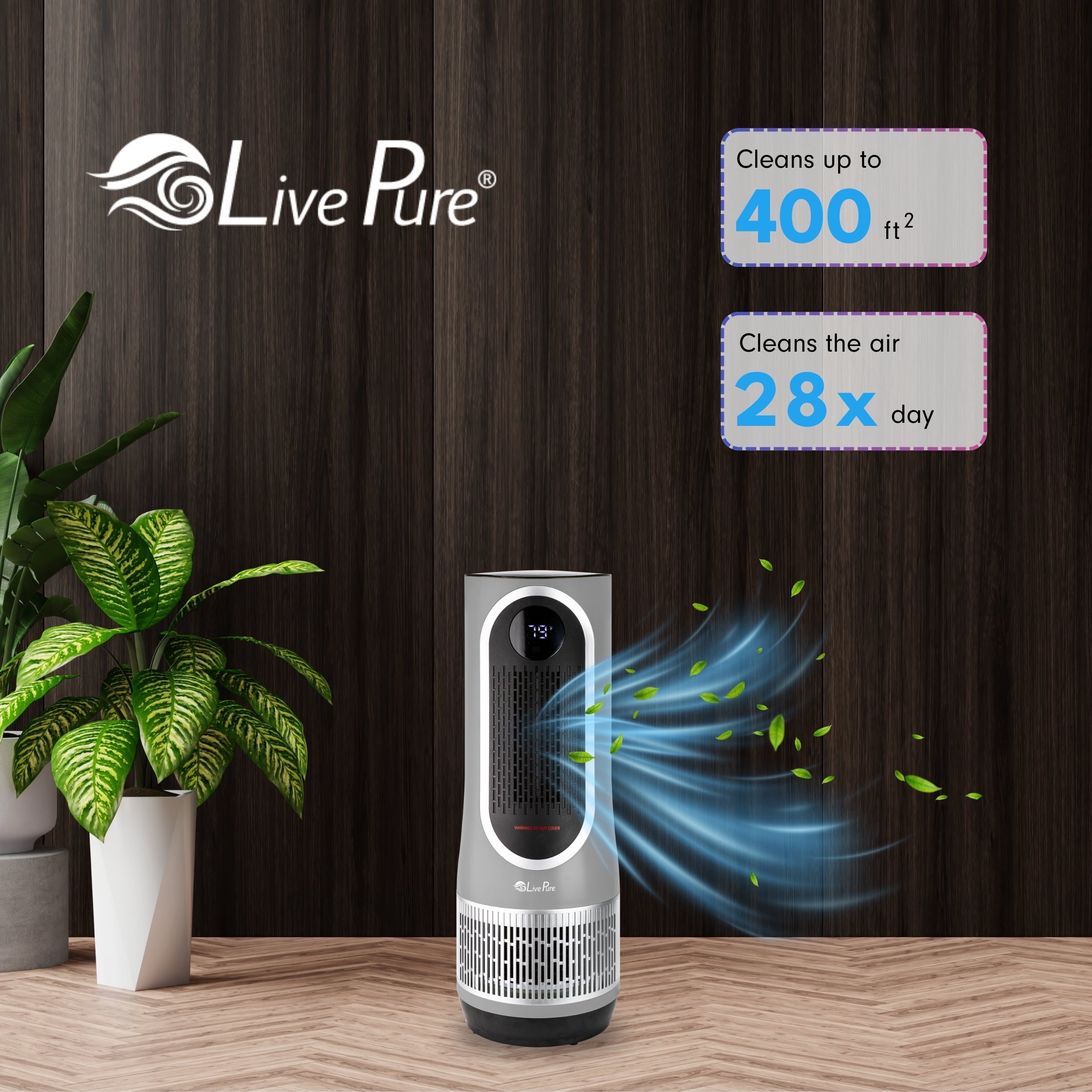 LivePure LP500APHTR 2 in 1 Clean Heat Air Purifier & Heater, Gray