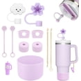 thumbnail image 1 of 11PCS de accesorios para Stanley taza 40oz, 6 tapones antidesbordamiento, 2 cubiertas para pajitas, 2 colgantes encantos, 1 bota, accesorios de silicona para 40oz y 30oz (Purple), 1 of 4