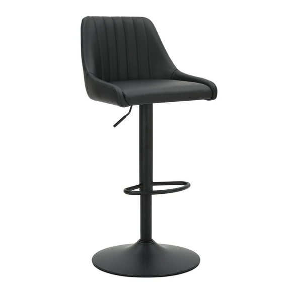 Tabouret avec Vérin à l'Air, avec Siège Pivotant, Jeu de 2, Moderne en Similicuir et Métal - Noir et Noir
