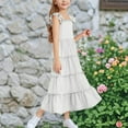 thumbnail image 3 of Mgmyaa Girl's Summer Dresses Ruffle Sleeve Tiered Swing Midi Casual A-Line Twirly School Sundress Size 3-13 Years, 3 of 7