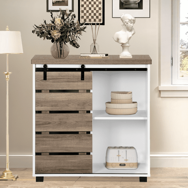 Gabinete auxiliar de MDF FurnitureR con puerta corrediza para almacenamiento