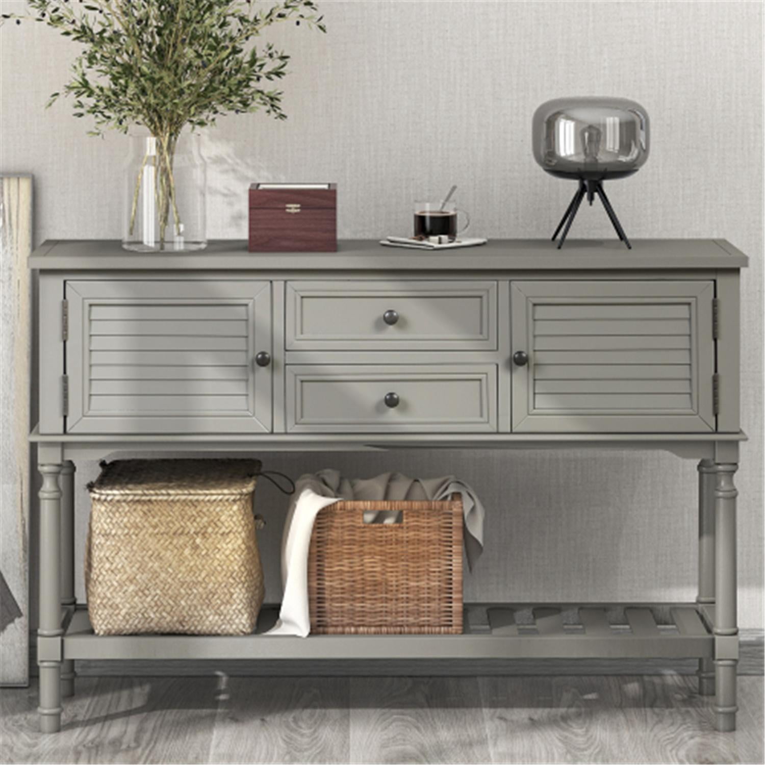 Console Table with Storage Drawers and Shelf for Entryway, Greige ...