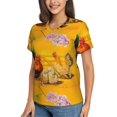 thumbnail image 2 of Vsdgher The Chicken Family Women Shirts V Neck Short Sleeve Tops T-Shirt Basic Tees, S to 3XLMedium, 2 of 5